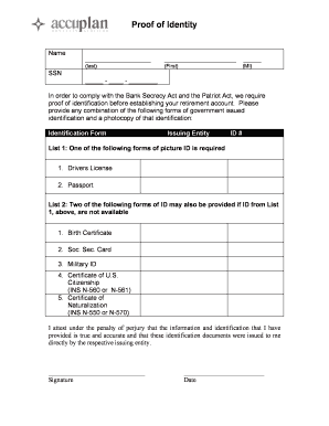 Proof of Identity Form