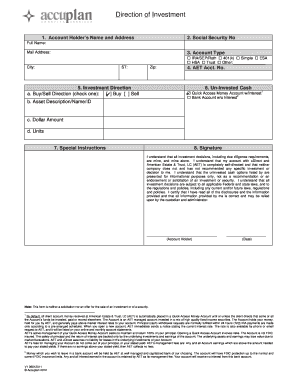 Investment Direction Form