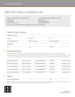 SIMPLE IRA Change of Beneficiary Form
