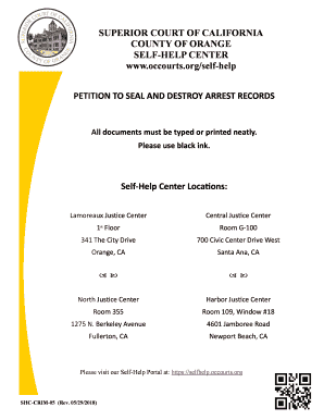 Petition to Seal and Destroy Arrest Records