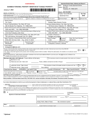 Texas Business Personal Property Rendition Form