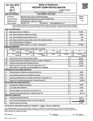 Oklahoma Freeport Exemption Declaration