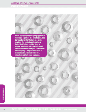 Belleville Washer Specification Form