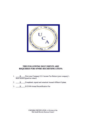 Annual Affidavit Update for MWBE Recertification