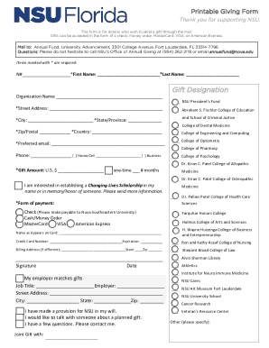 NSU Donation Form