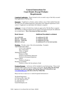 Court Bond Application Form