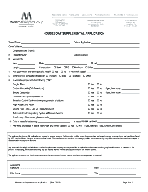 Houseboat Supplemental Application
