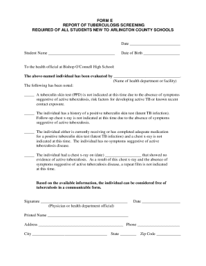 Tuberculosis Screening Report