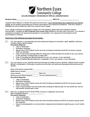 2014-2015 Request for Review of Special Circumstances