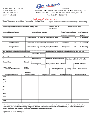 Equipment Credit Application