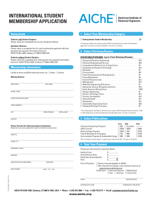 AIChE International Student Membership Application