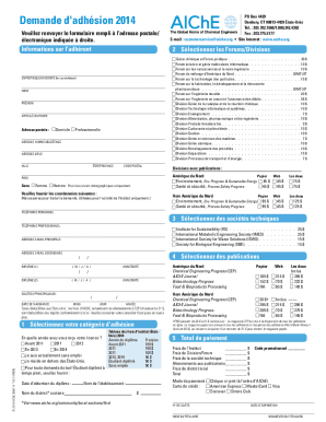 Demande d'adhésion AIChE
