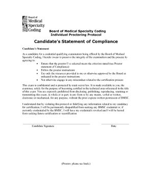 Board of Medical Specialty Coding Proctoring Protocol