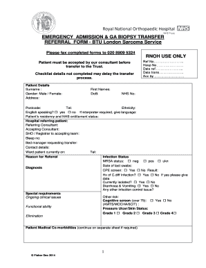 Emergency Admission and Biopsy Transfer Referral Form
