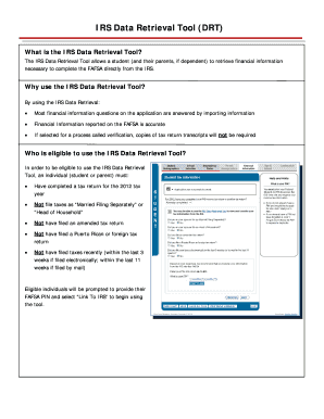 IRS Data Retrieval Tool (DRT)