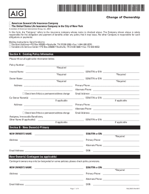 Change of Ownership Form