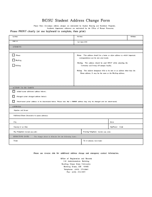 BGSU Student Address Change Form