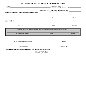 Voter Registration Change of Address Form
