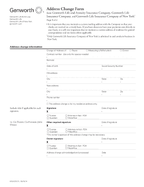 Genworth Life Address Change Form