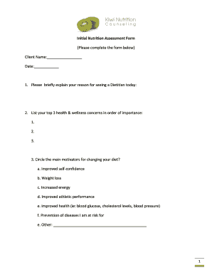 Initial Nutrition Assessment Form