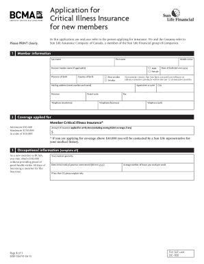Critical Illness Insurance Application
