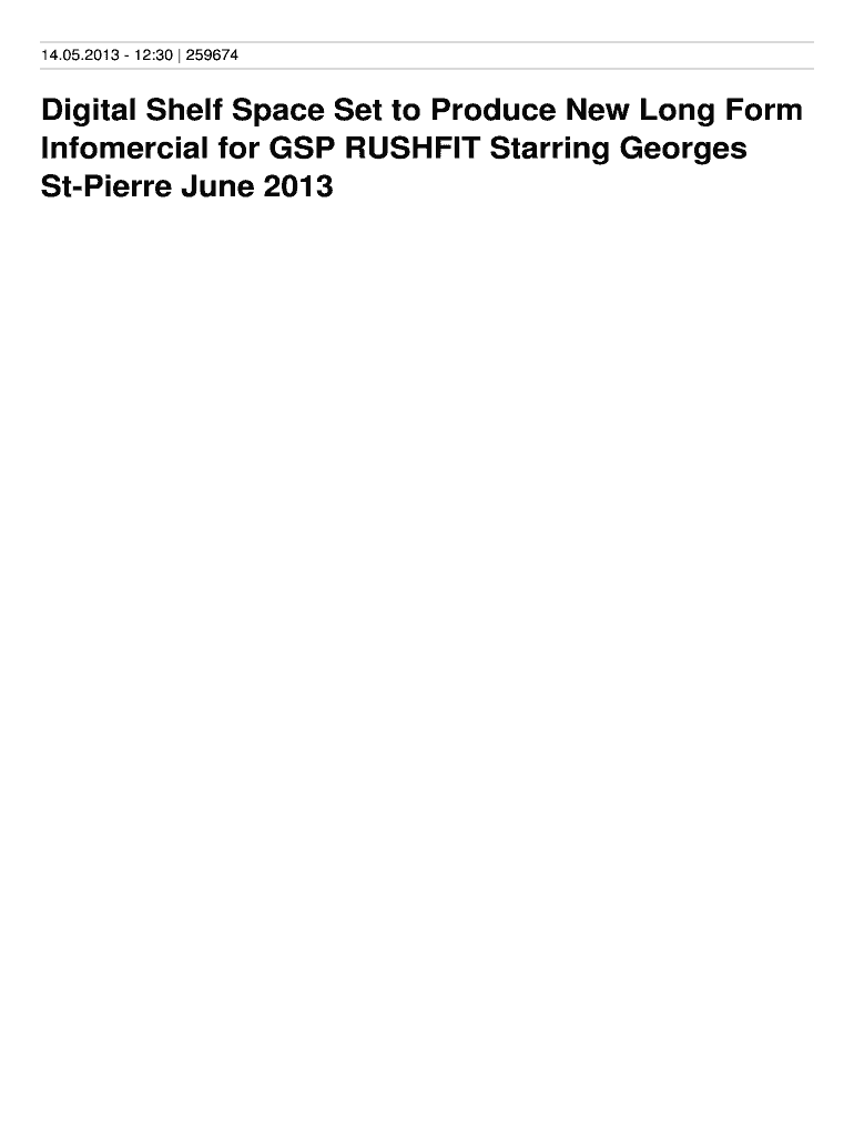 Fillable Online Digital Shelf Space Set to Produce New Long Form