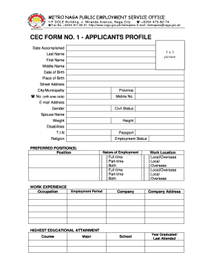 Philippines Applicant Profile Form