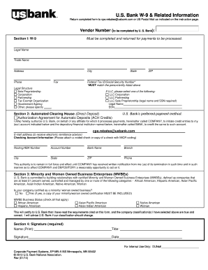 US Bank W-9 Form Instructions