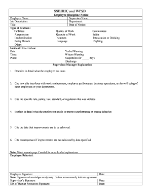 Employee Discipline Notice Form