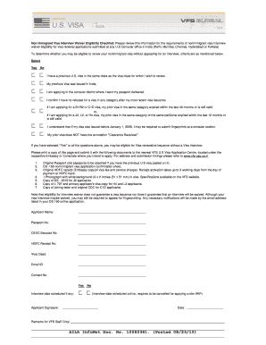 US Nonimmigrant Visa Interview Waiver Checklist