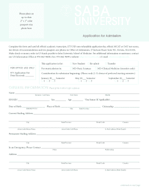 Saba University School of Medicine Application Form