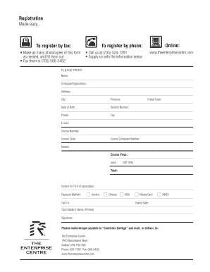 Cambrian College Registration Form