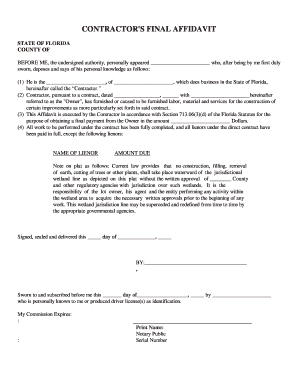 Contractor's Final Affidavit