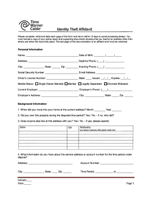 Identity theft affidavit form pdf - id theft affidavit pdf