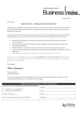Business Review Magazine Subscription Form