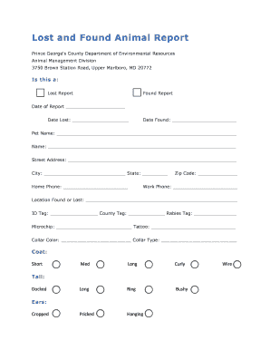 Lost and Found Animal Report