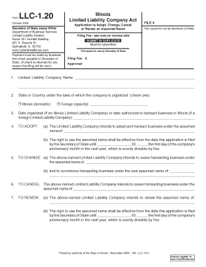 Illinois LLC Assumed Name Application