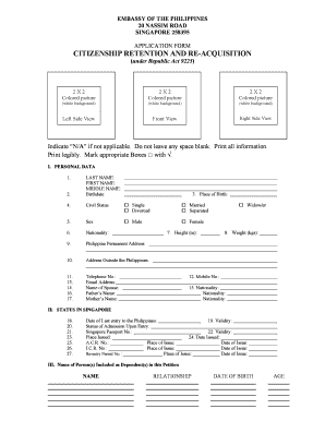 Philippines Citizenship Retention and Re-Acquisition Application