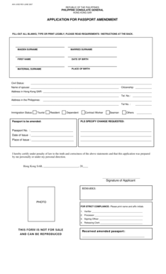 Philippine Passport Amendment Application