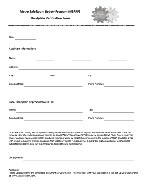 Metro Safe Room Rebate Program Floodplain Verification Form