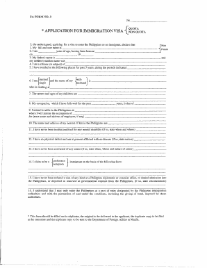 Philippines Immigration Visa Application Form