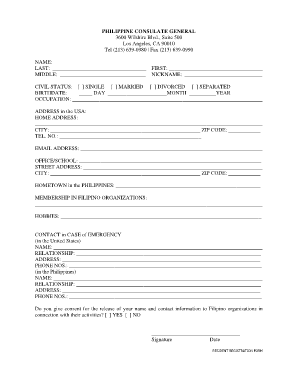 Philippine Consulate General Resident Registration Form