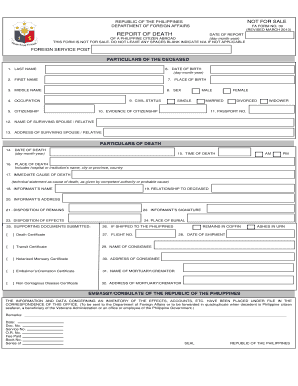 Philippines Death Report Form