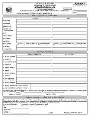 Philippines Report of Marriage for Filipinos Married Abroad