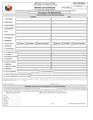 Philippines Report of Marriage Abroad