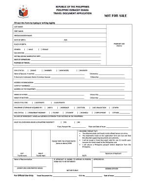 Philippine Travel Document Application