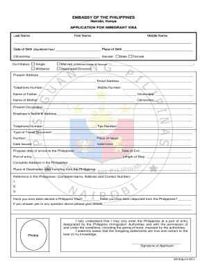 Philippines Immigrant Visa Application