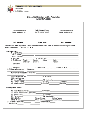 Philippines Citizenship Retention and Re-Acquisition Form