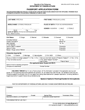 Philippines Passport Application Form