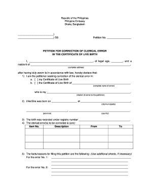 Petition for Correction of Clerical Error in Certificate of Live Birth